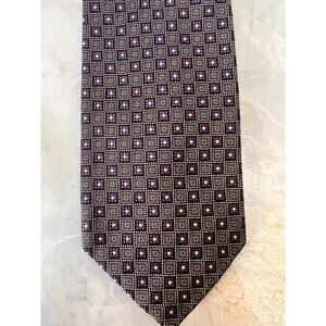 Brooks Brothers Necktie Purple & Silver Geometric All Silk Tie USA 57"